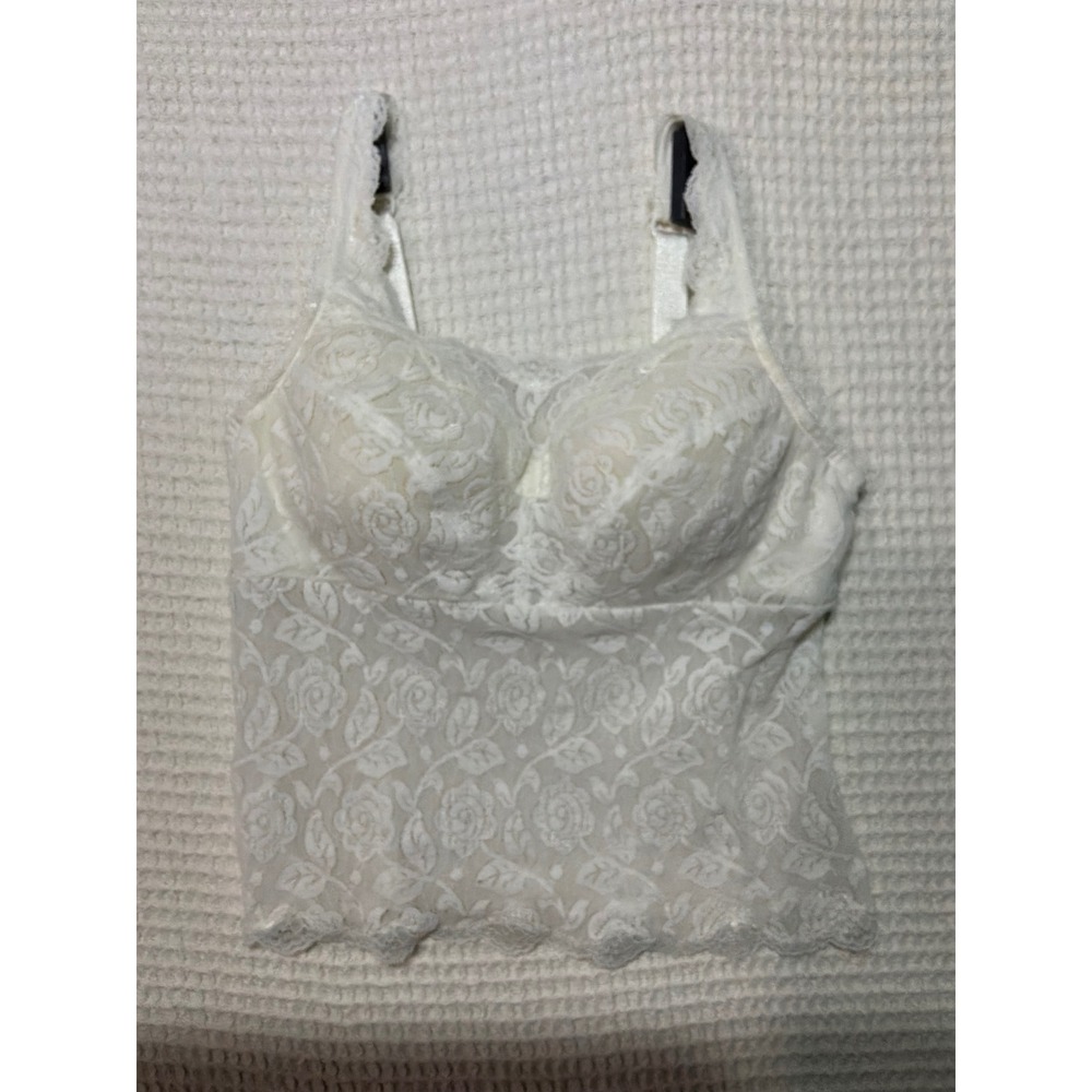 Classique Longline Bra‎ Camisole Women 34B Ivory White Floral Lace 733